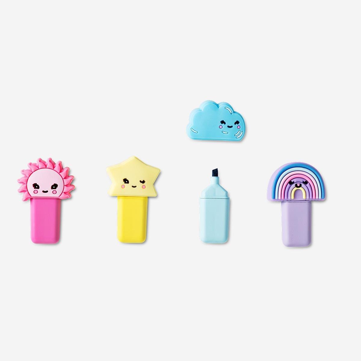 Multicolour cloud highlighters. 4 pcs