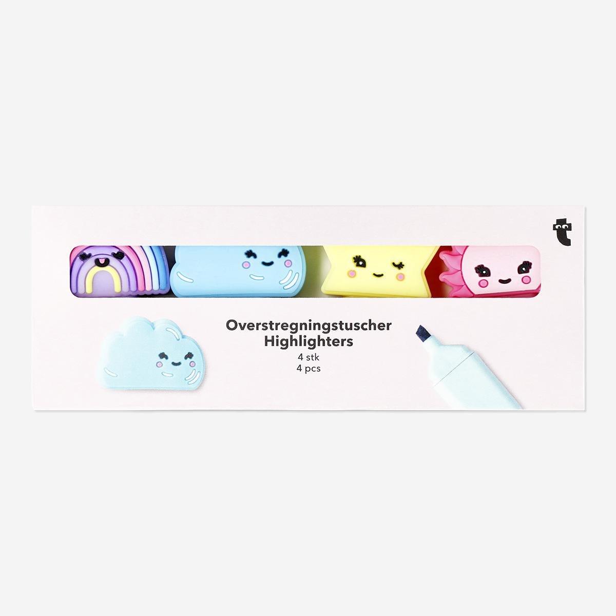 Multicolour cloud highlighters. 4 pcs