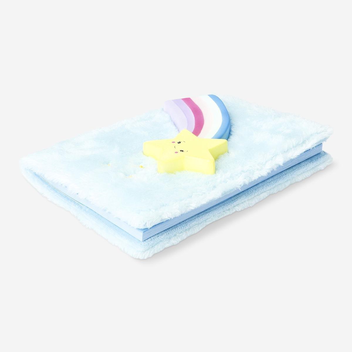 Blue plush cover notebook