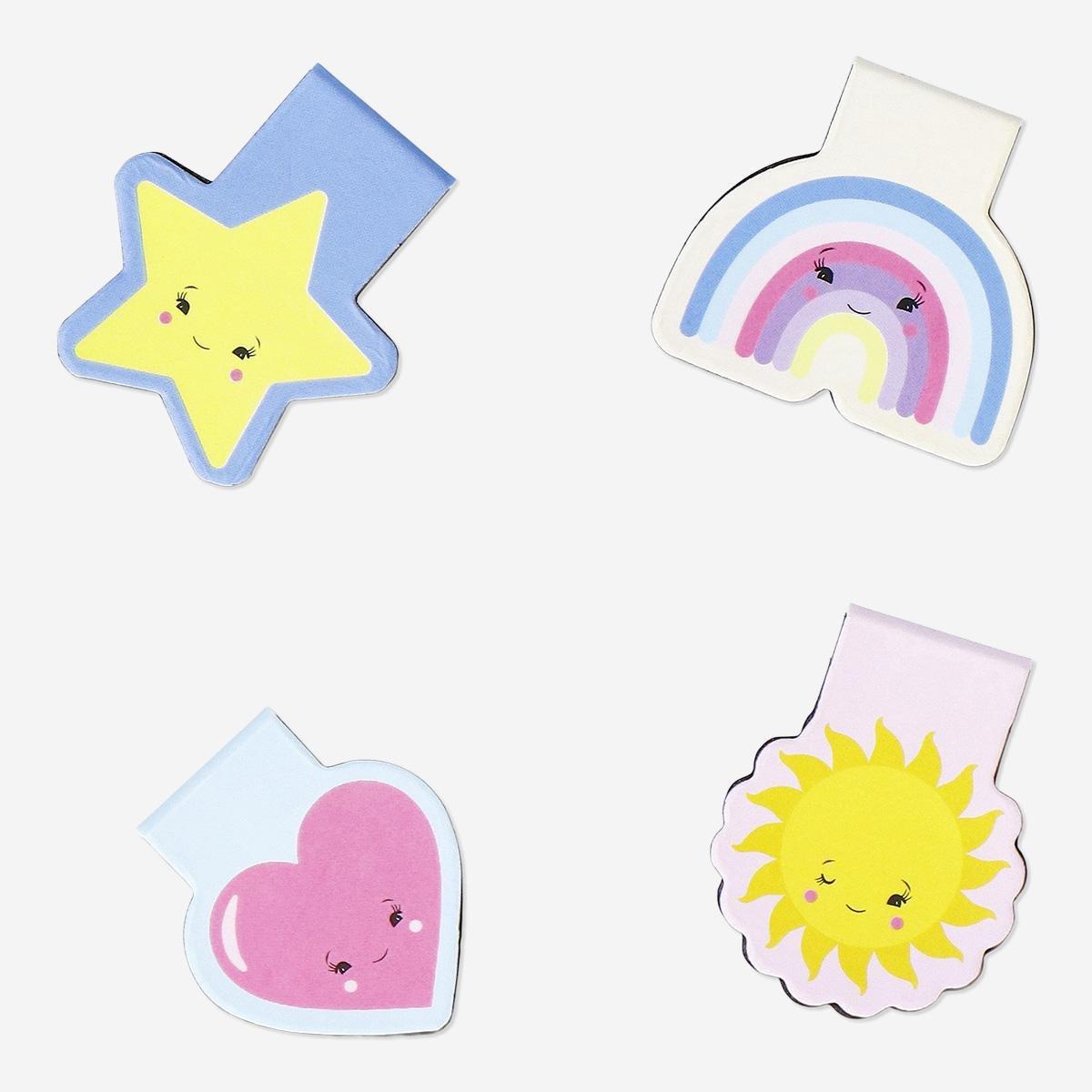 Multicolour magnetic bookmarks. 4 pcs
