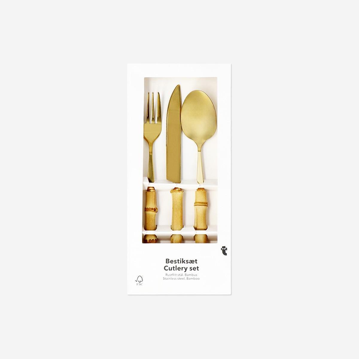 Golden stainless steel cutlery set