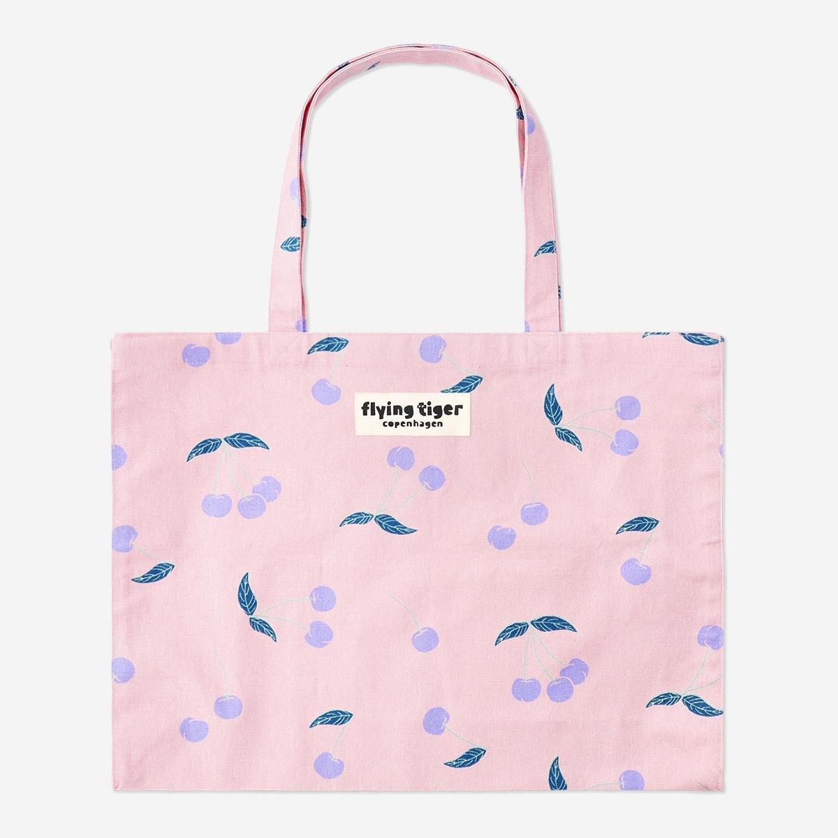 Pink cherry tote bag