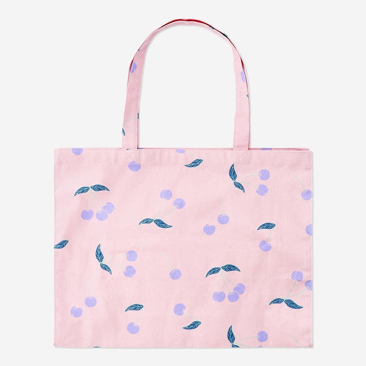Pink cherry tote bag