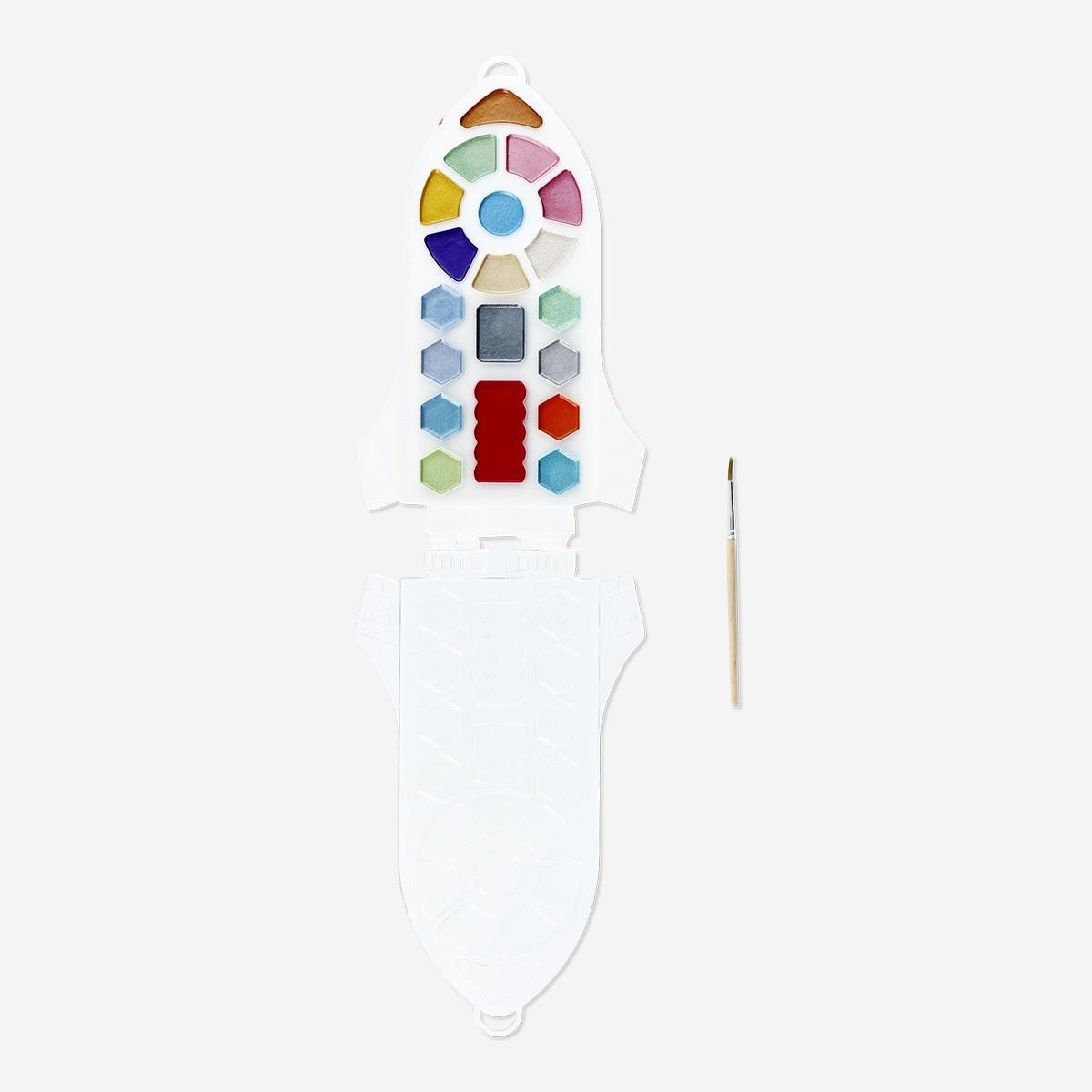 Multicolour spaceship watercolours