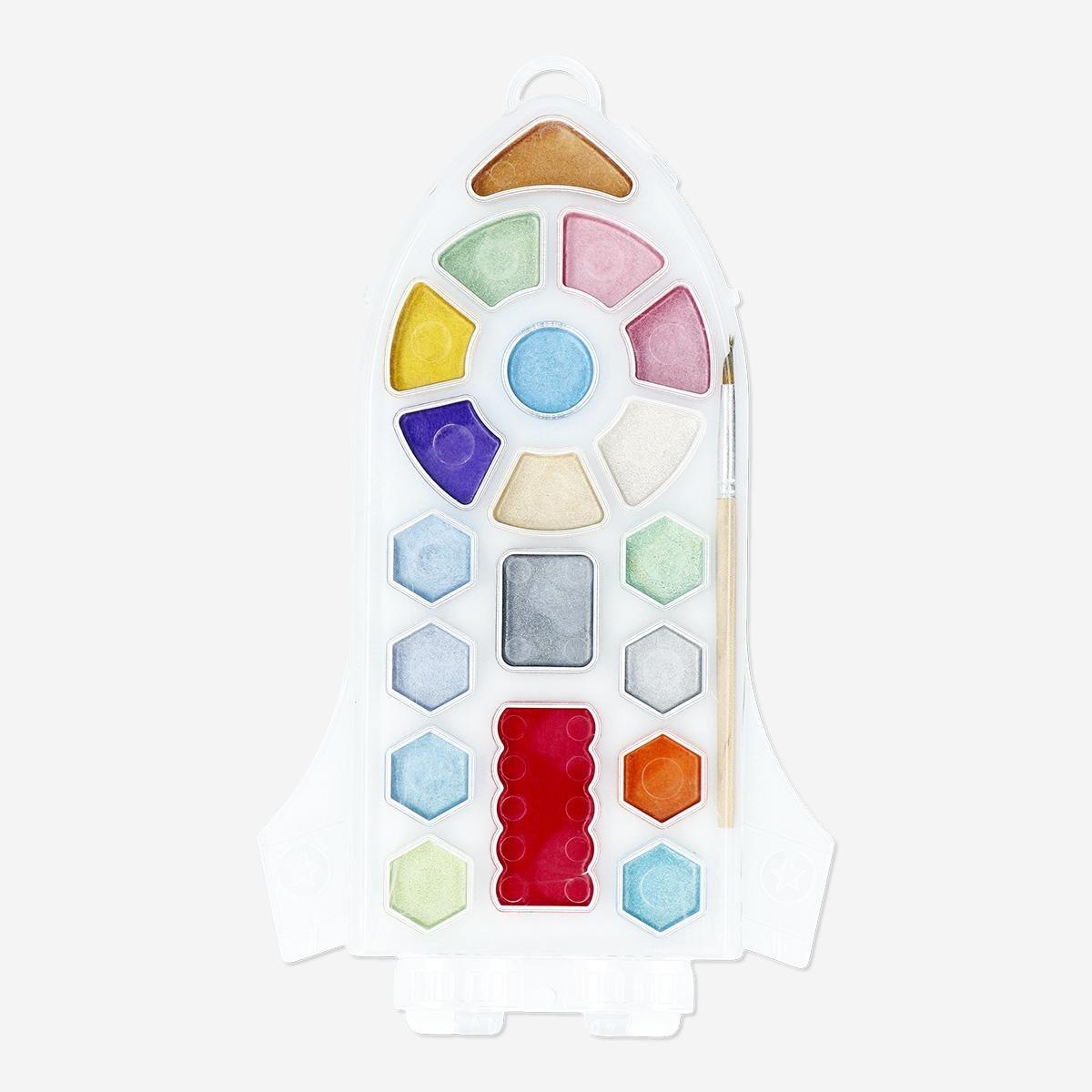 Multicolour spaceship watercolours