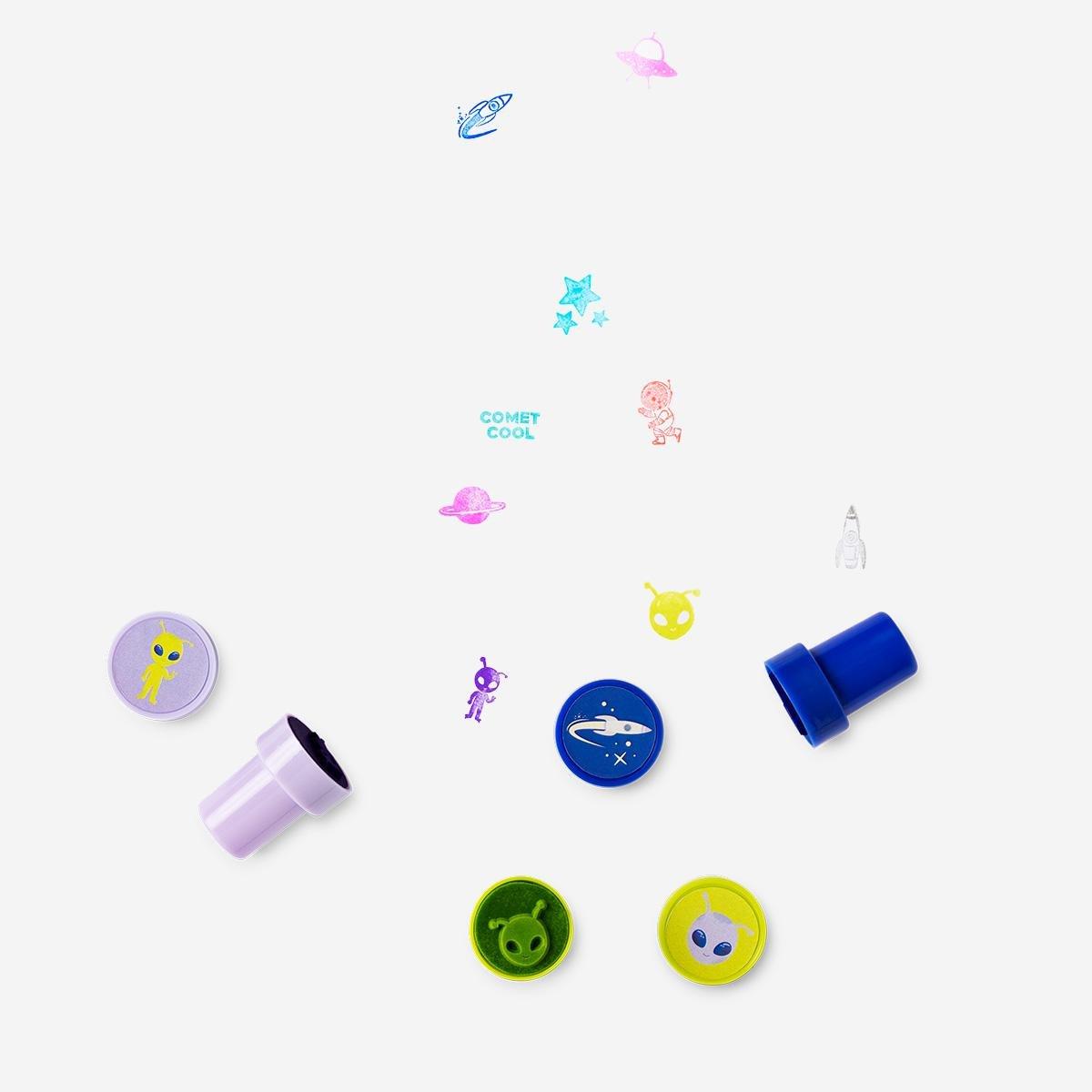 Multicolour space stamps