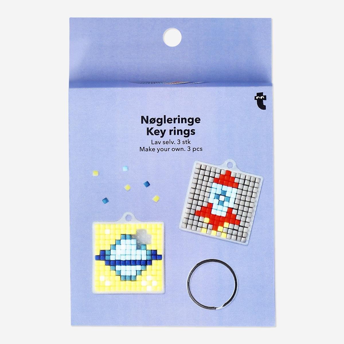 Multicolour make-your-own key rings. 3 pcs
