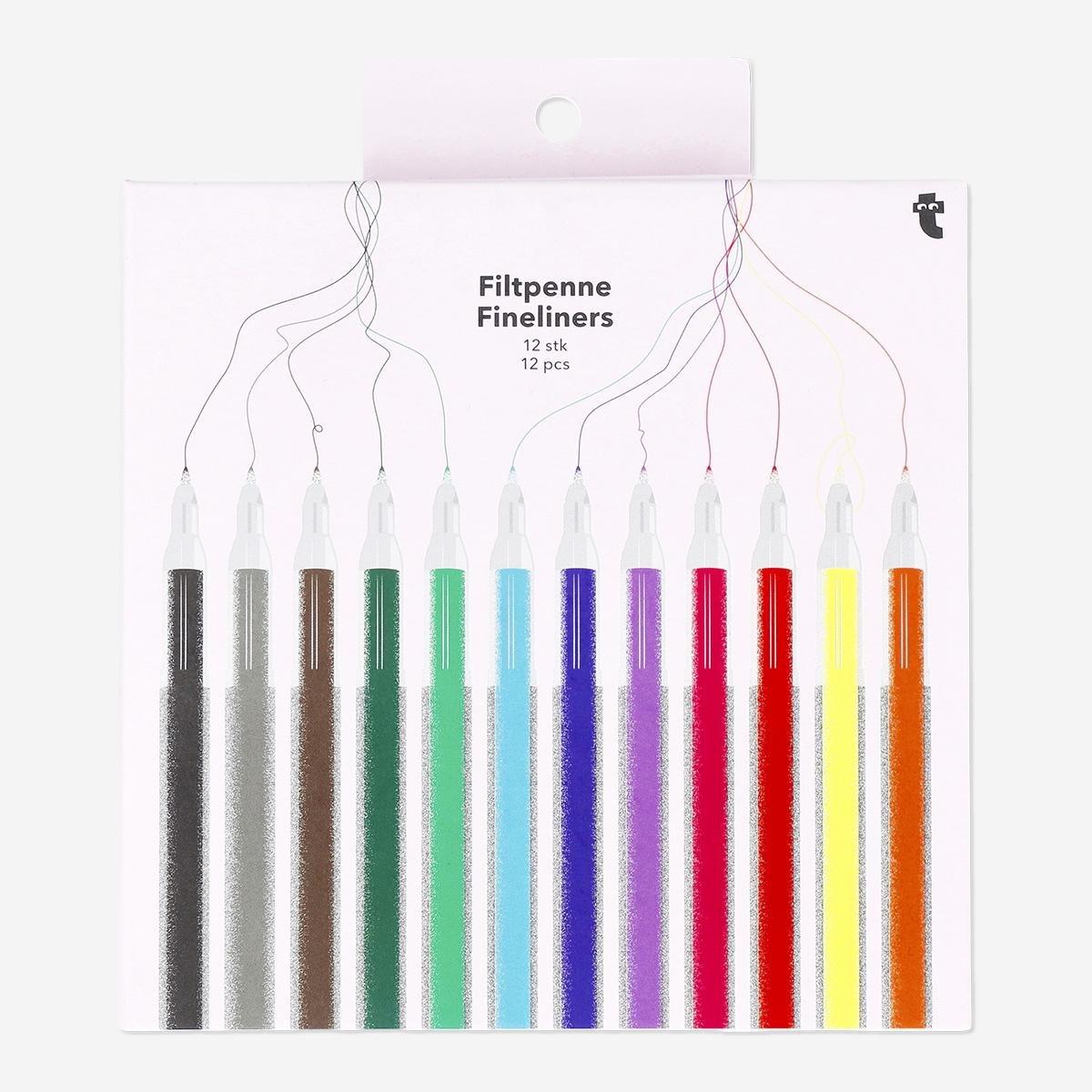 Multicolour fineliners. 12 pcs