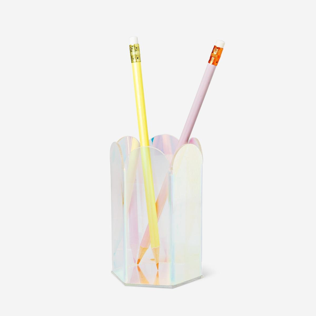 Multicolour iridescent pencil holder