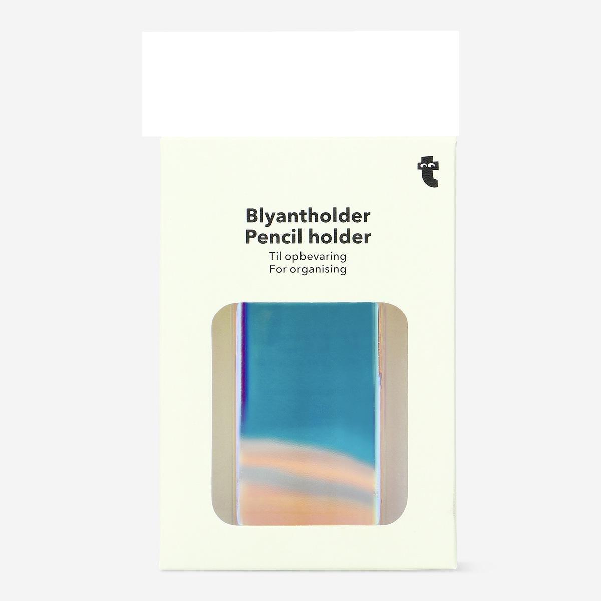 Multicolour iridescent pencil holder