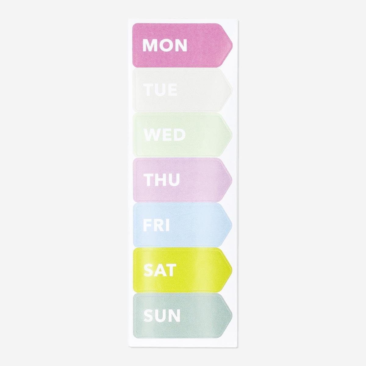 Multicolour weekday stickers