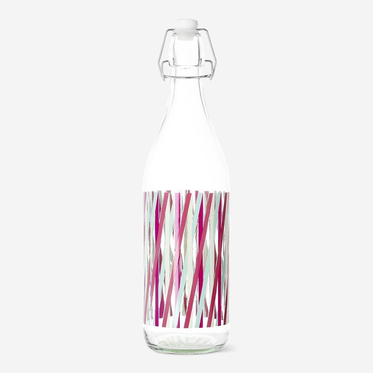 Multicolour striped glass bottle. 1 l