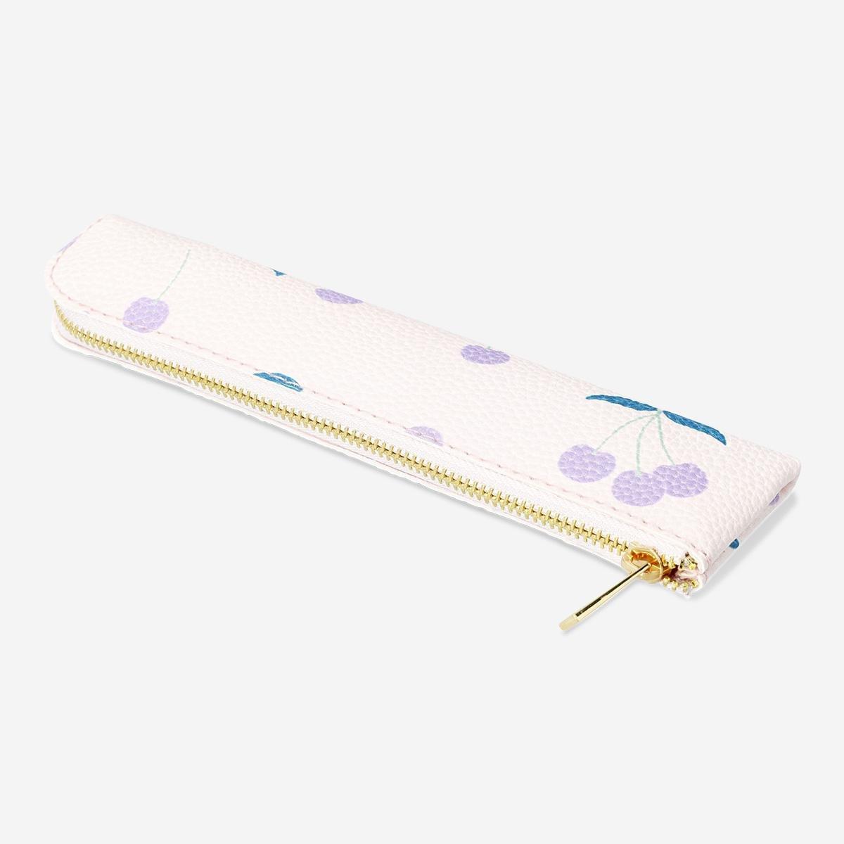 Multicolour cherry print pencil case