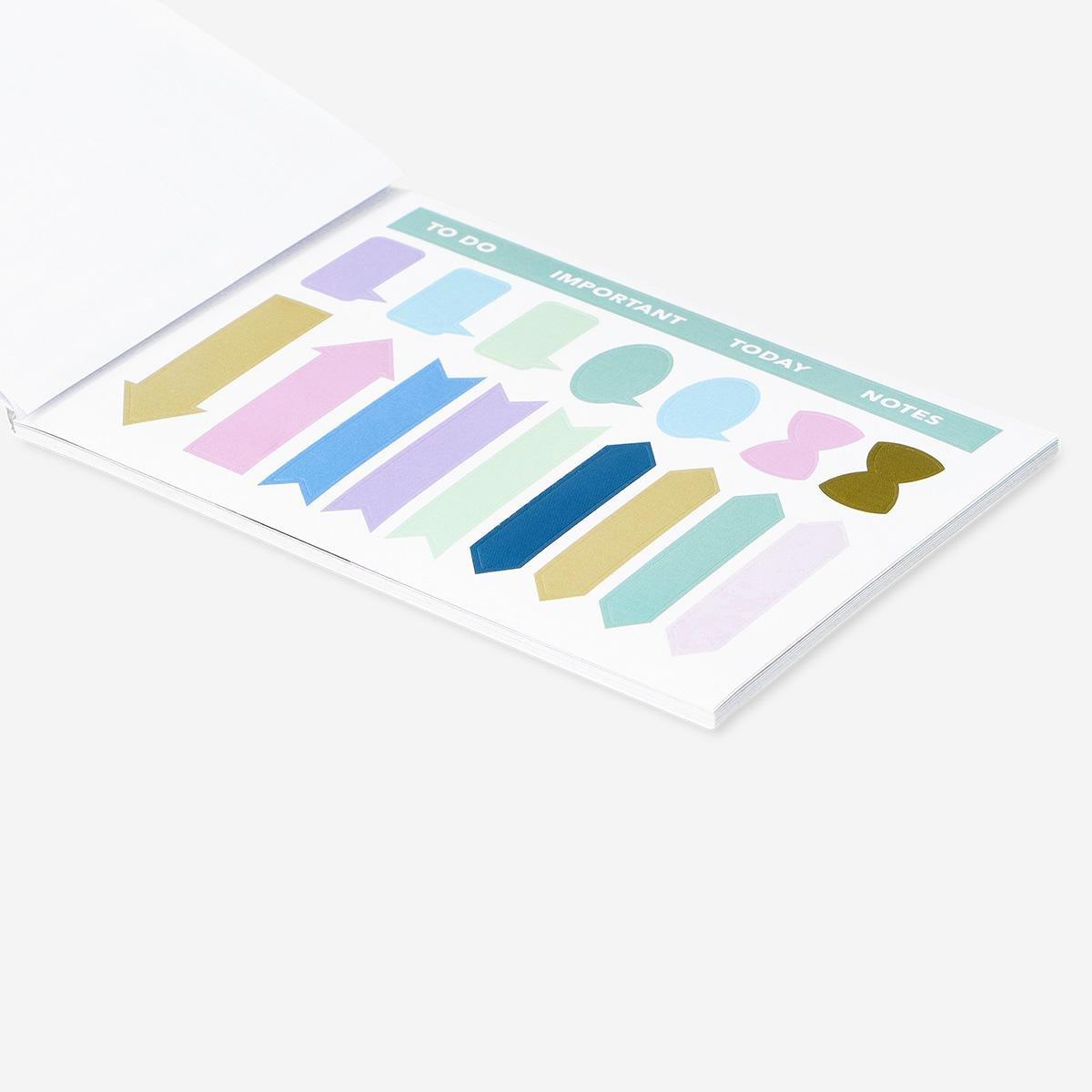 Multicolour planning sticker book. 20 sheets