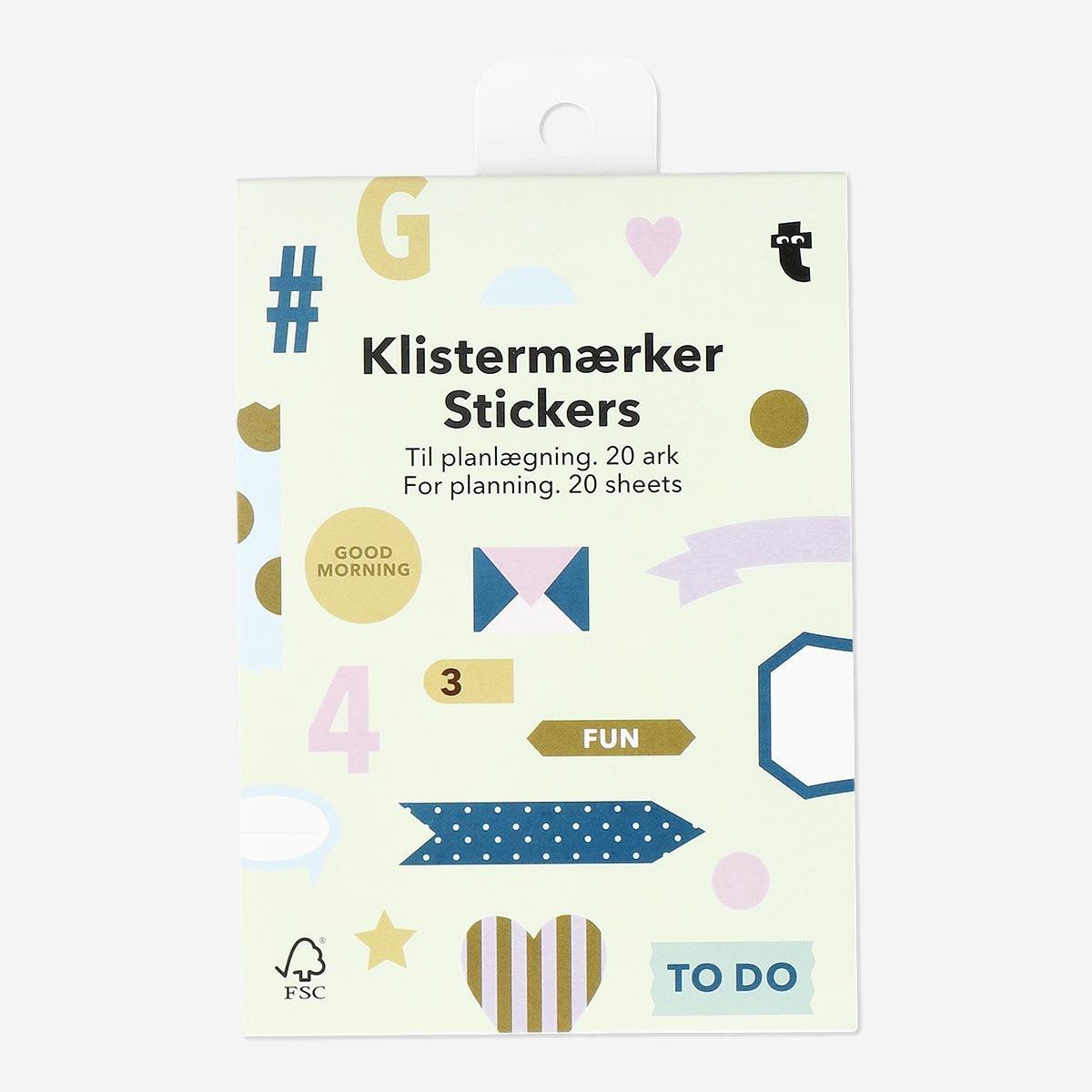 Multicolour planning sticker book. 20 sheets