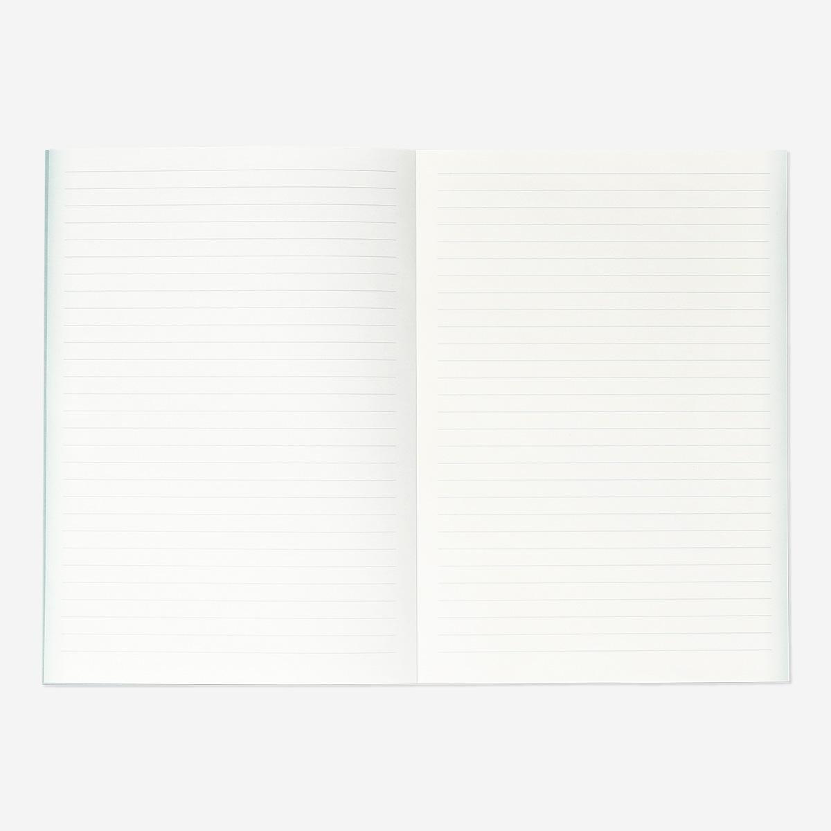 Green hole-punched design notebook. b5