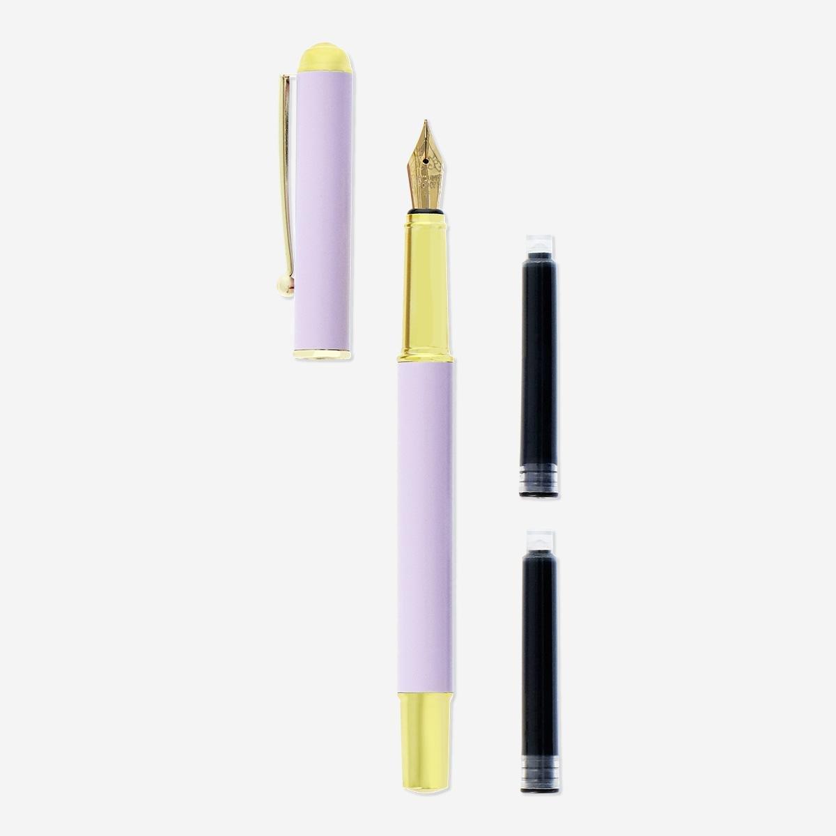 Purple fountain pen with ink