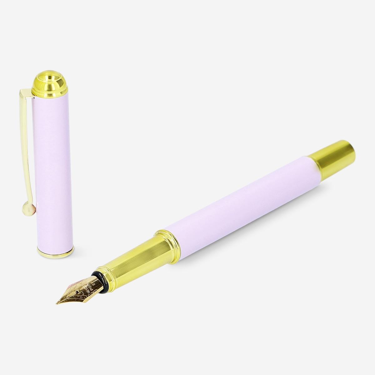 Purple fountain pen with ink