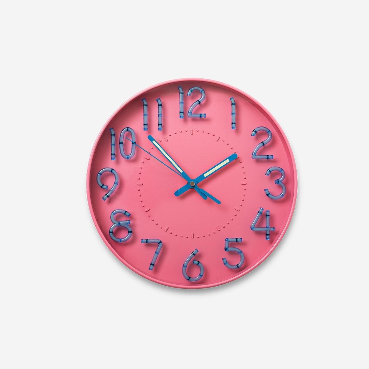 Pink glow in the dark wall clock