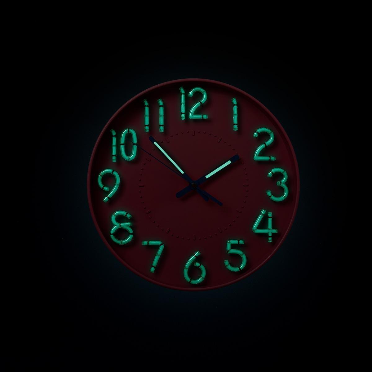 Pink glow in the dark wall clock
