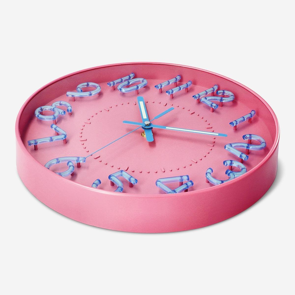 Pink glow in the dark wall clock