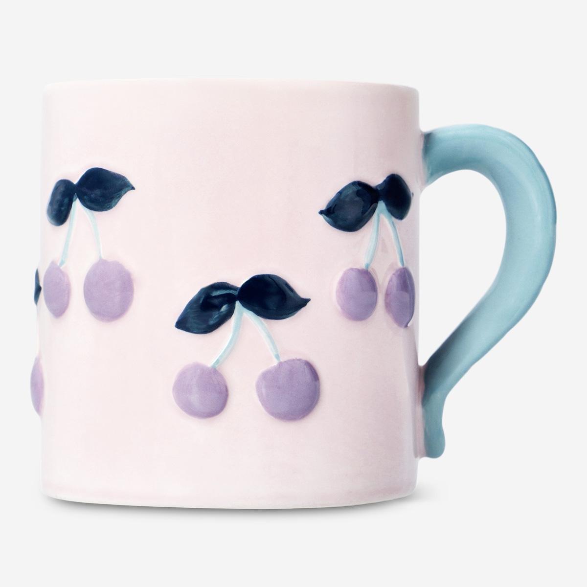 Purple cherry mug. 360 ml