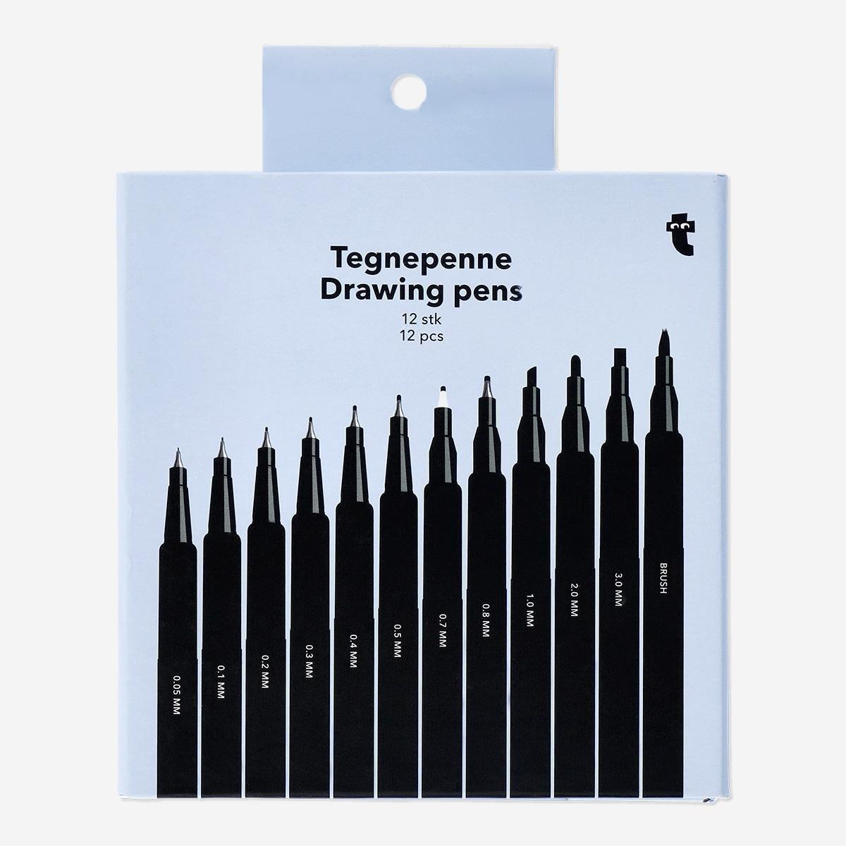 Black drawing and calligraphy pens, 12 pcs