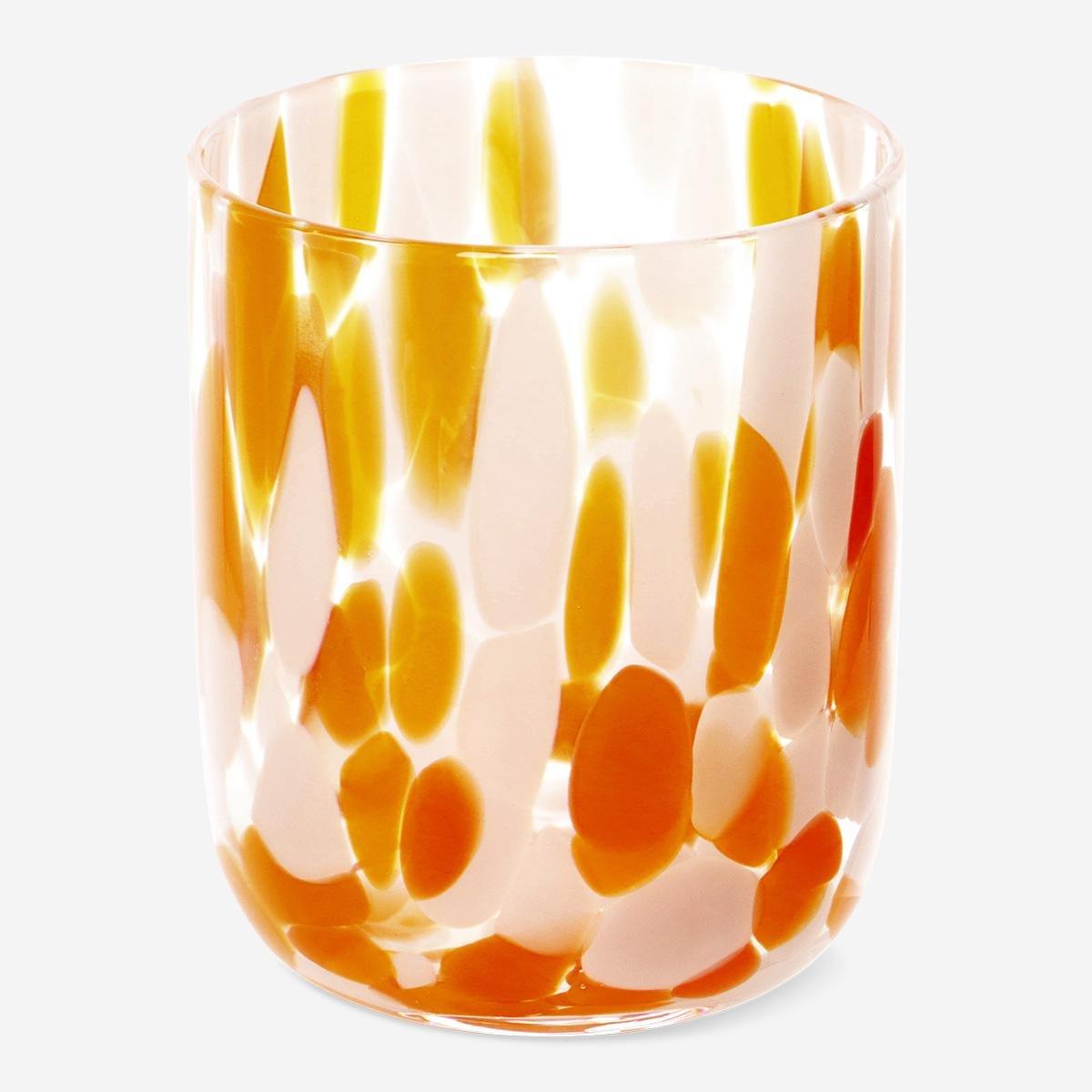 Multicolour dotted drinking glass. 340 ml
