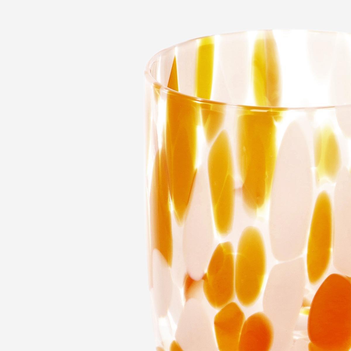 Multicolour dotted drinking glass. 340 ml