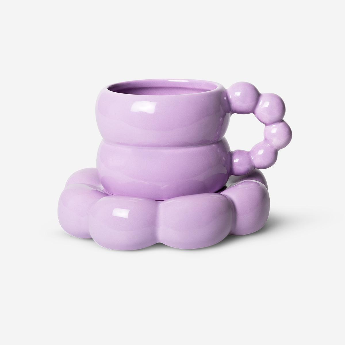 Purple bubble mug with saucer. 550 ml