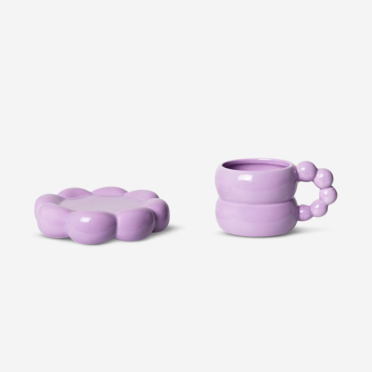 Purple bubble mug with saucer. 550 ml