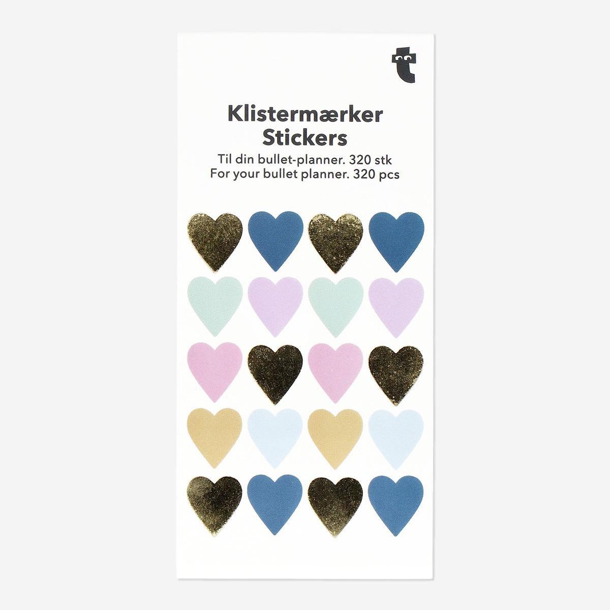 Multicolour heart stickers. 320 pcs