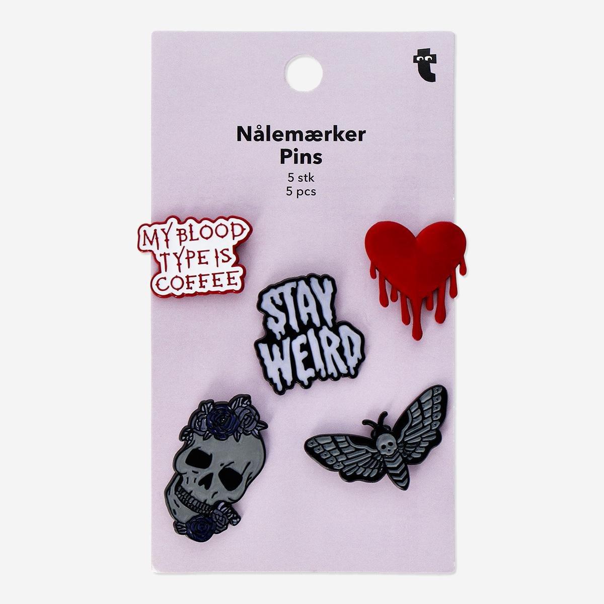 Multicolour Gothic Pins. 5 Pcs