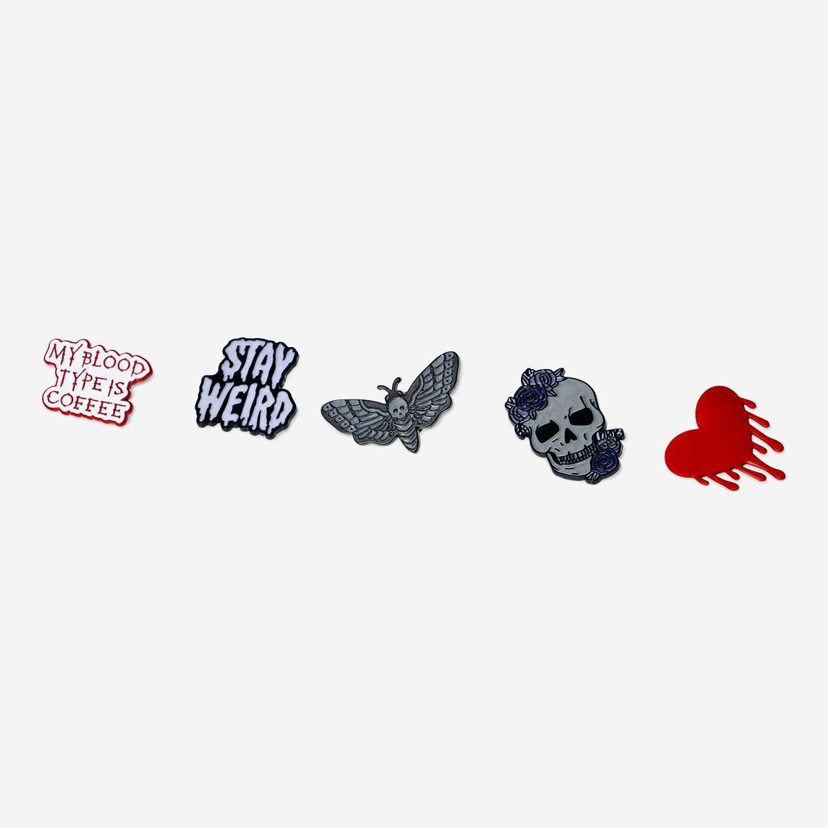 Multicolour Gothic Pins. 5 Pcs