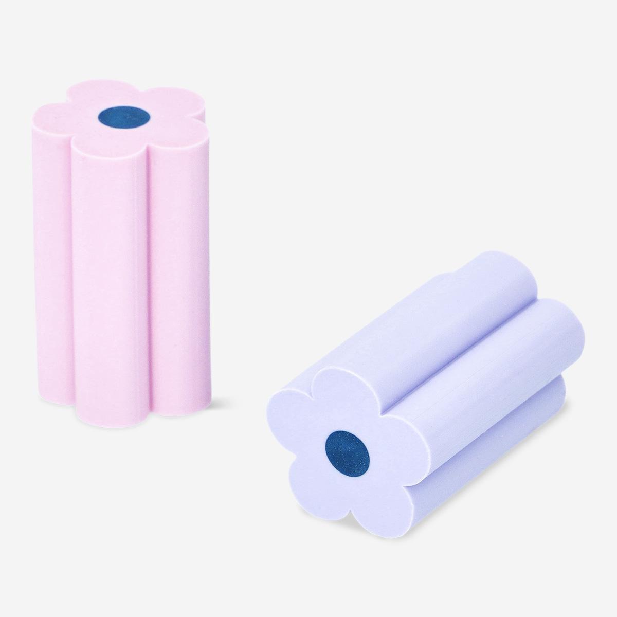 Multicolour flower erasers. 4 pcs