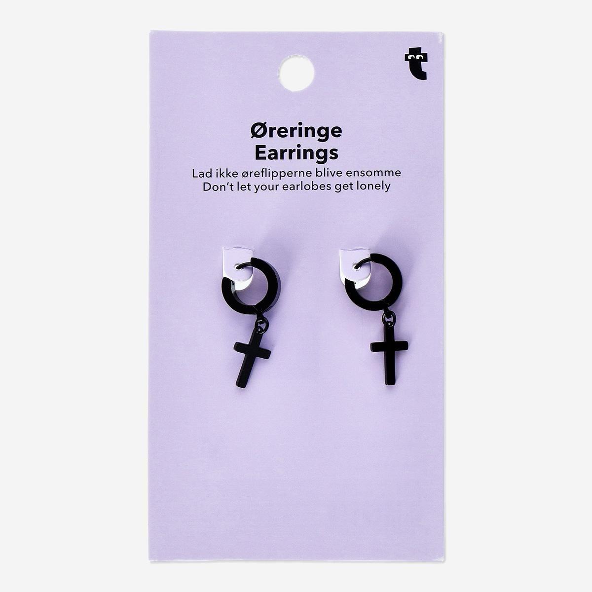 Black Cross Earrings