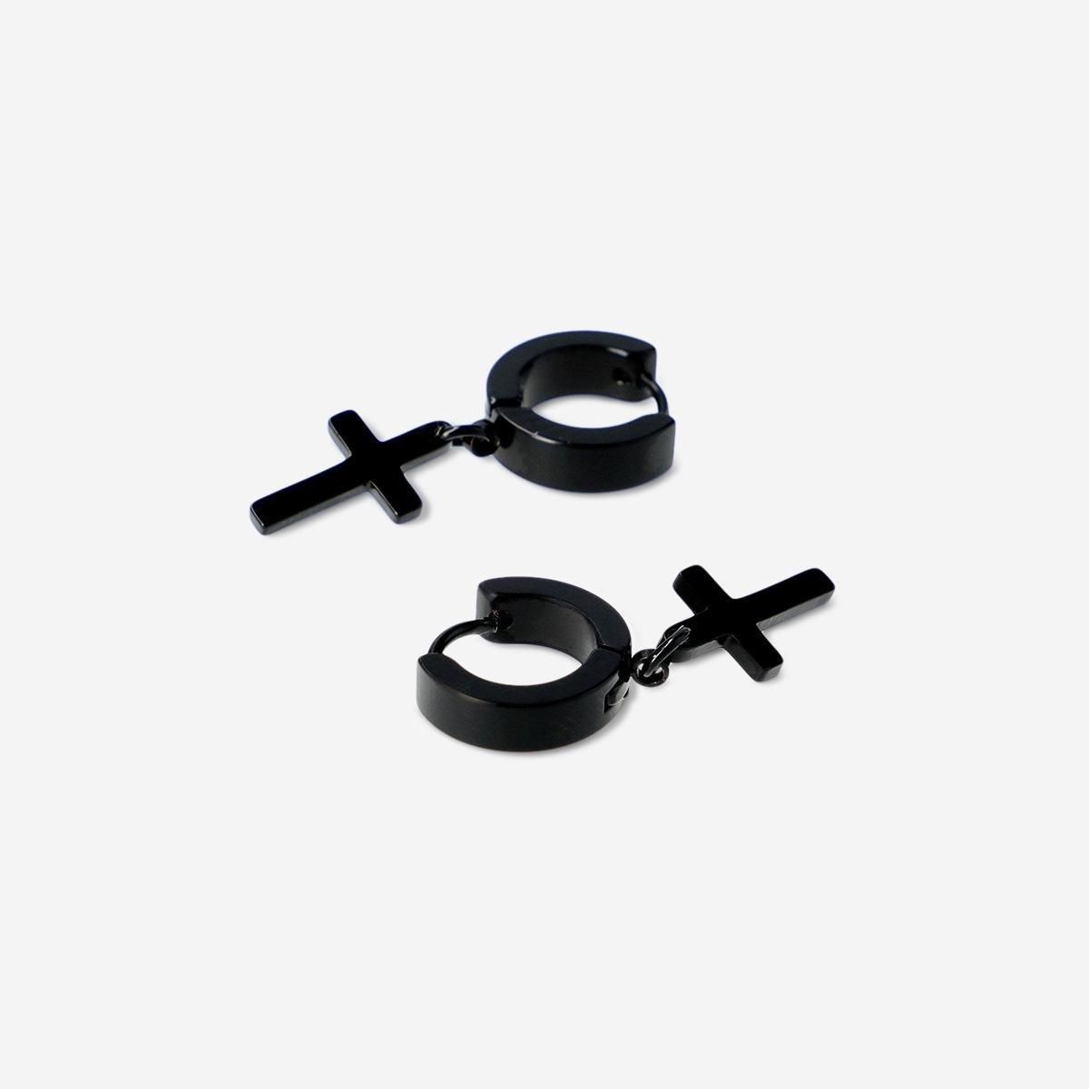 Black Cross Earrings