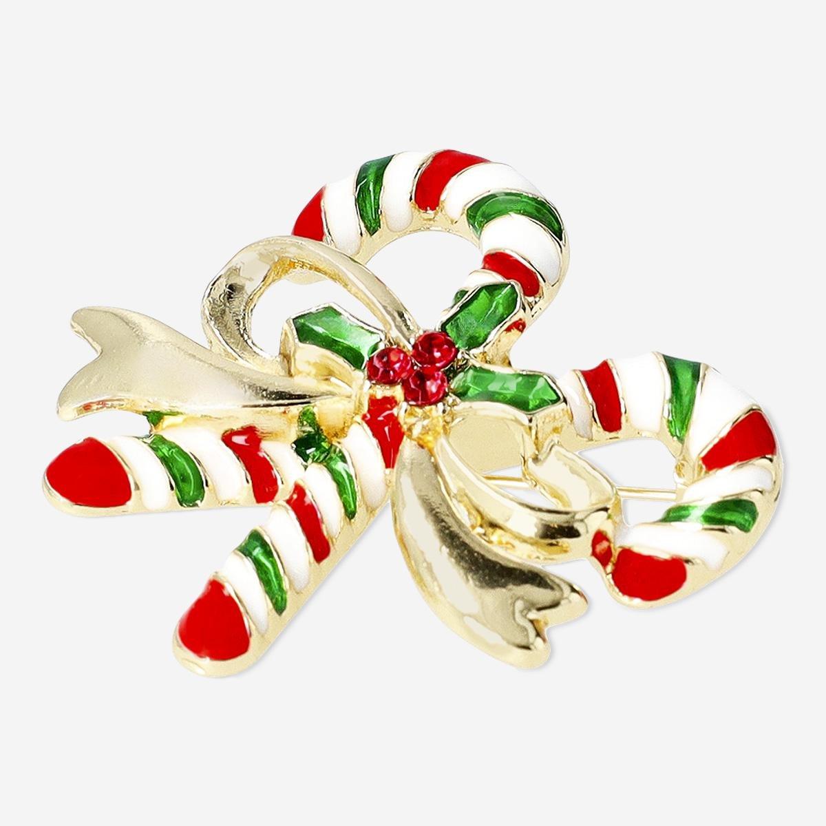 Multicolour Candy Cane Bow Brooch