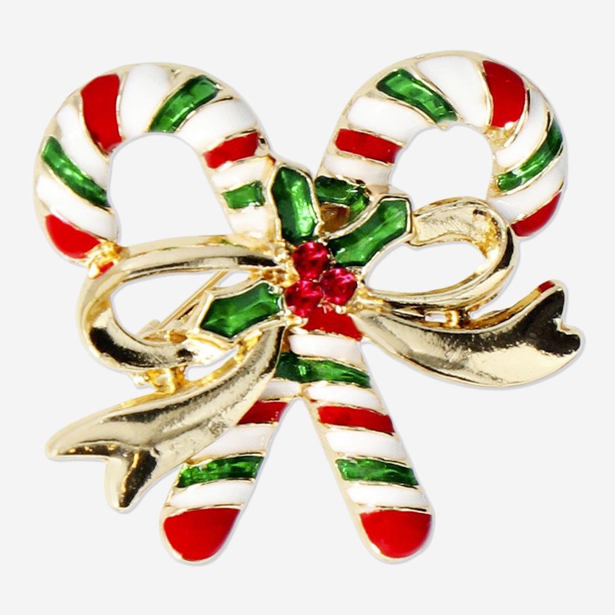 Multicolour Candy Cane Bow Brooch