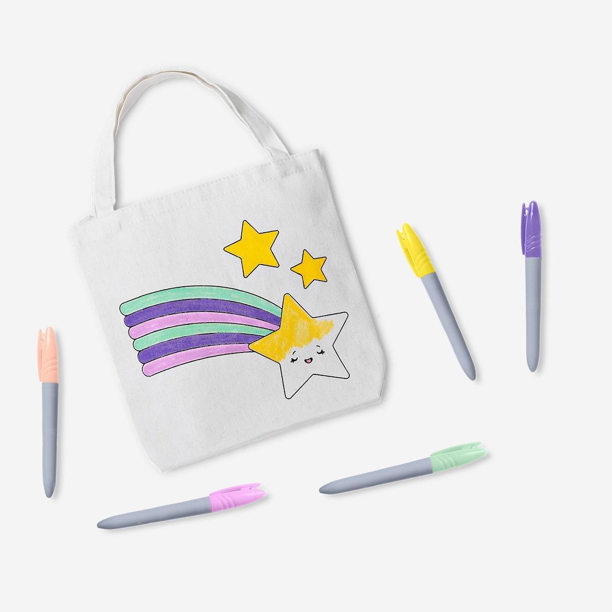 Multicolour colour-your-own small tote bag