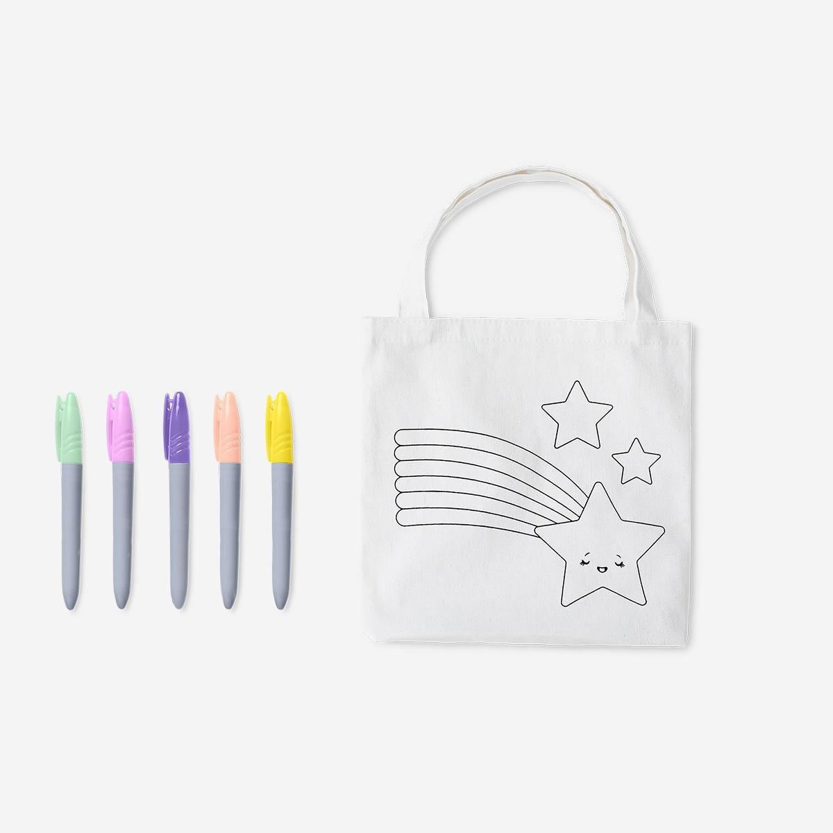 Multicolour colour-your-own small tote bag