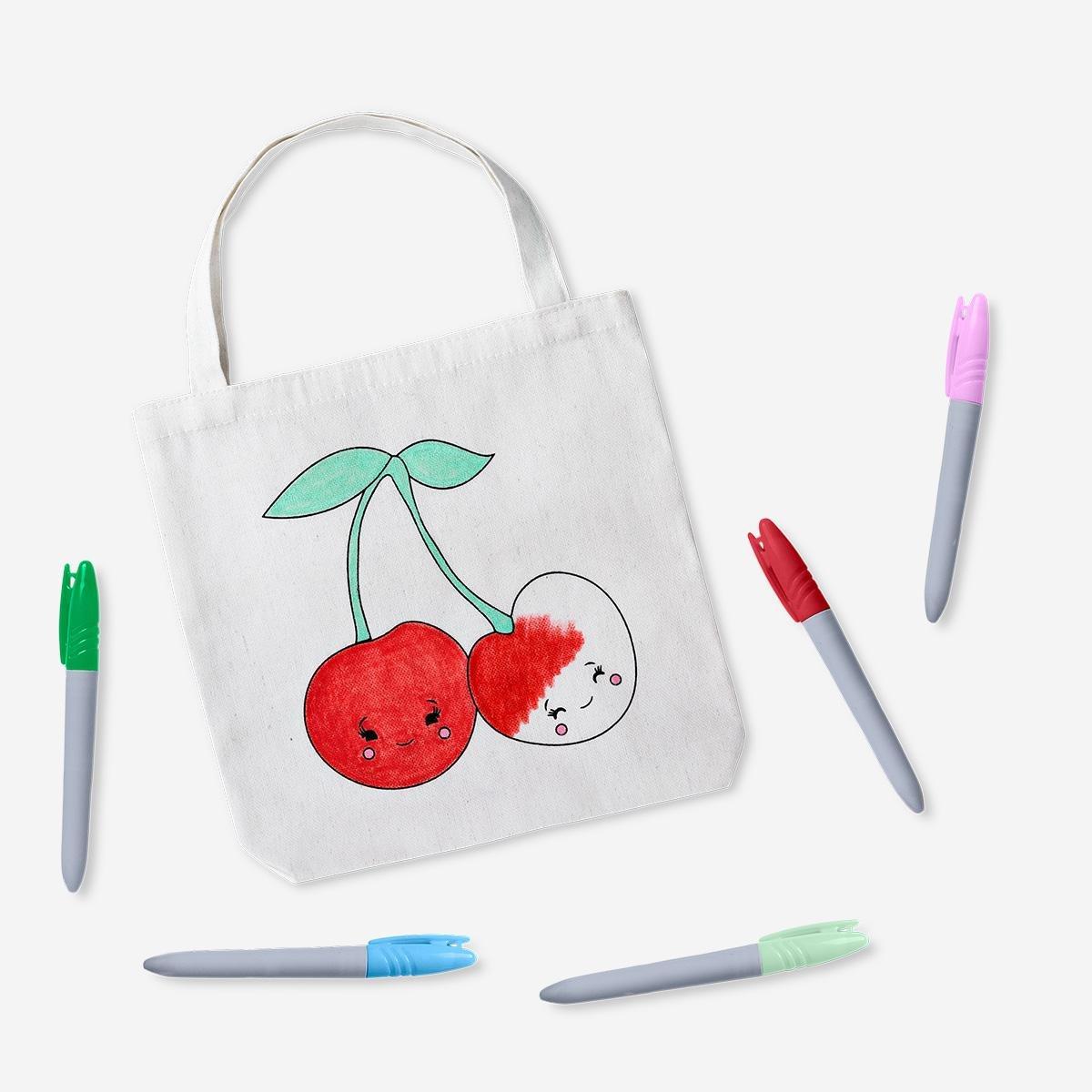 Multicolour colour-your-own small tote bag