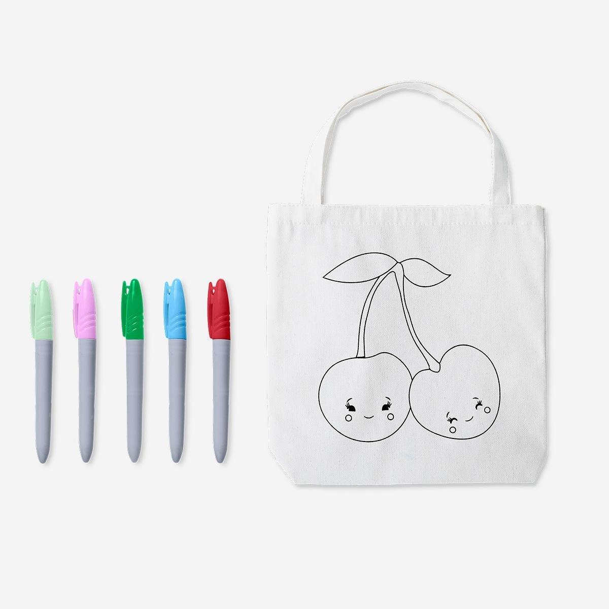 Multicolour colour-your-own small tote bag
