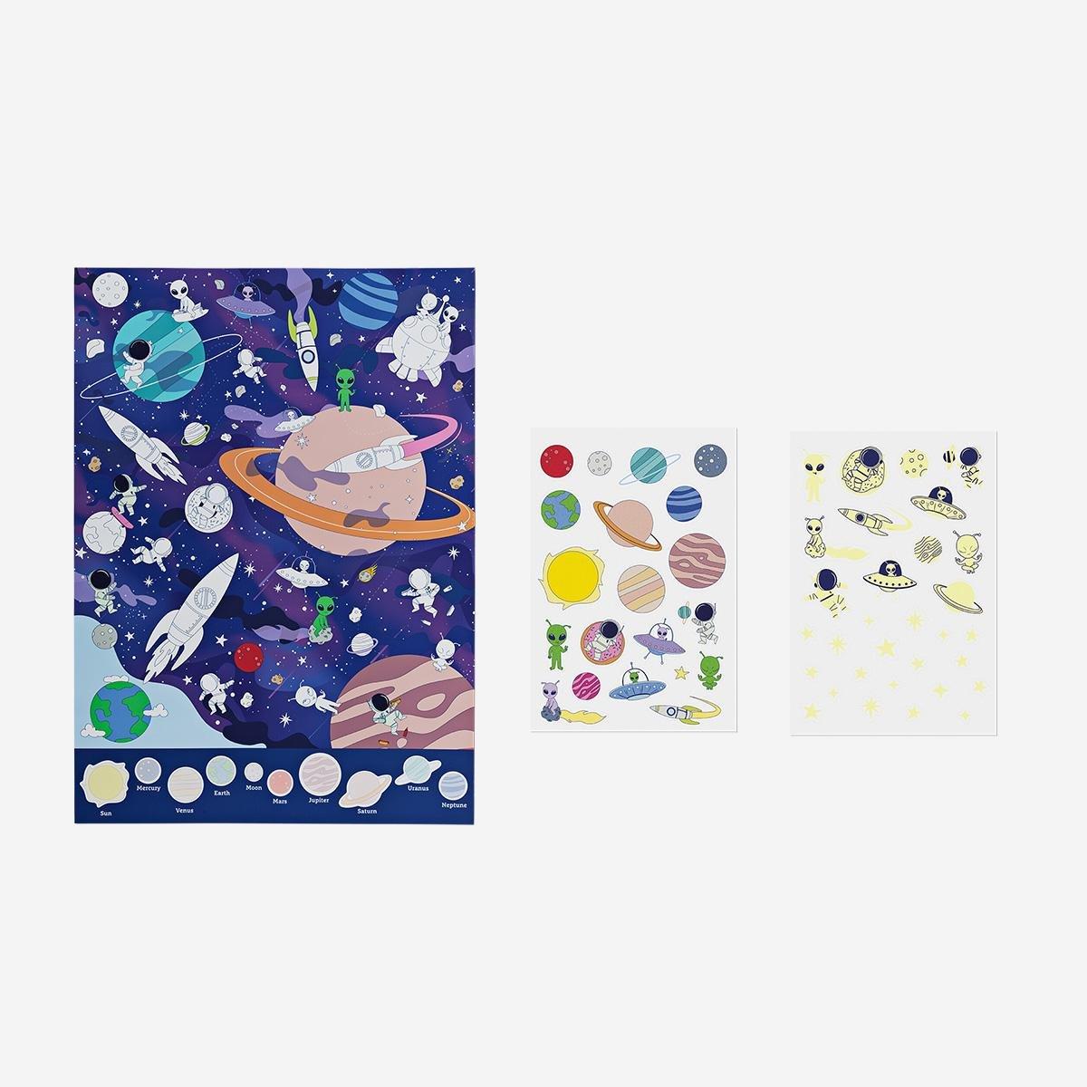 Multicolour space poster with stickers. 47 x 65 cm