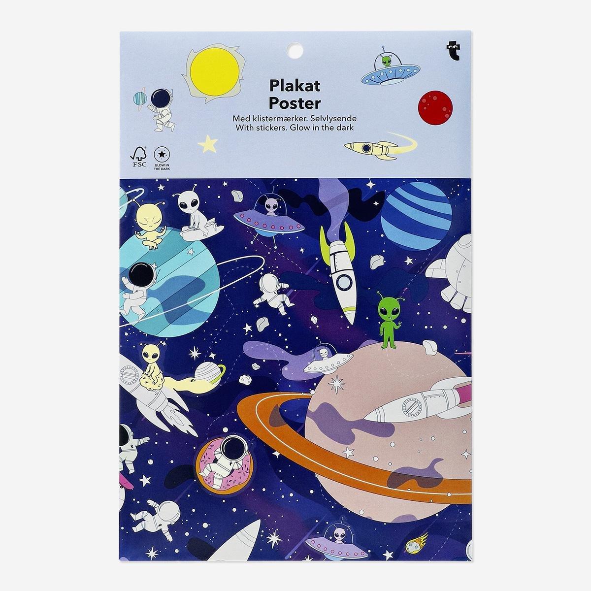 Multicolour space poster with stickers. 47 x 65 cm