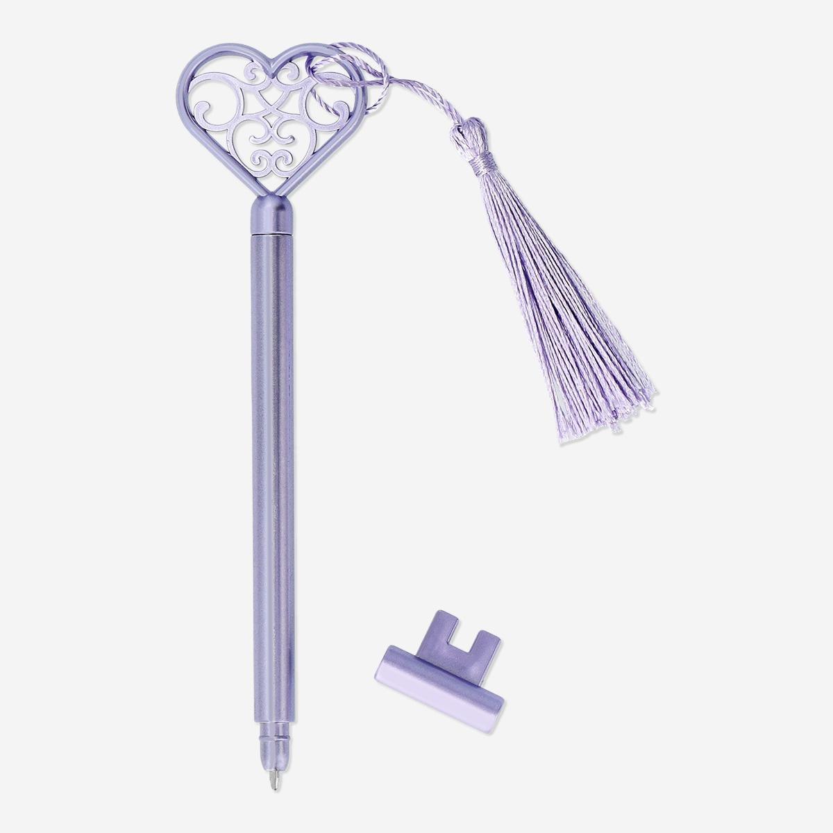 Silver key ballpoint pen