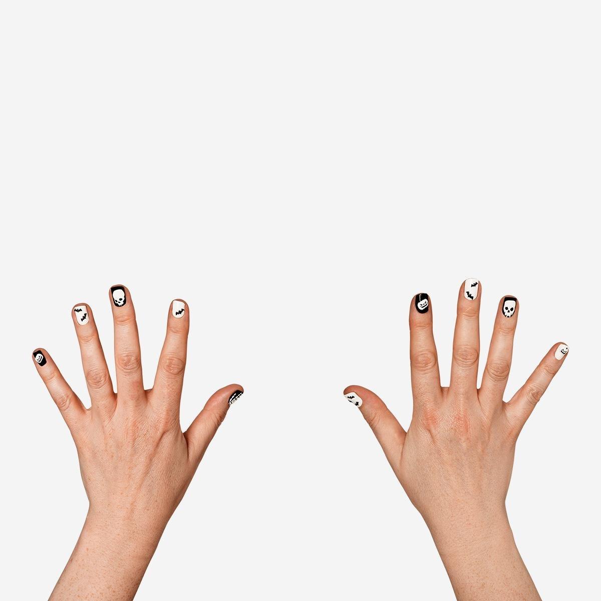 White Embossed Halloween Nail Stickers