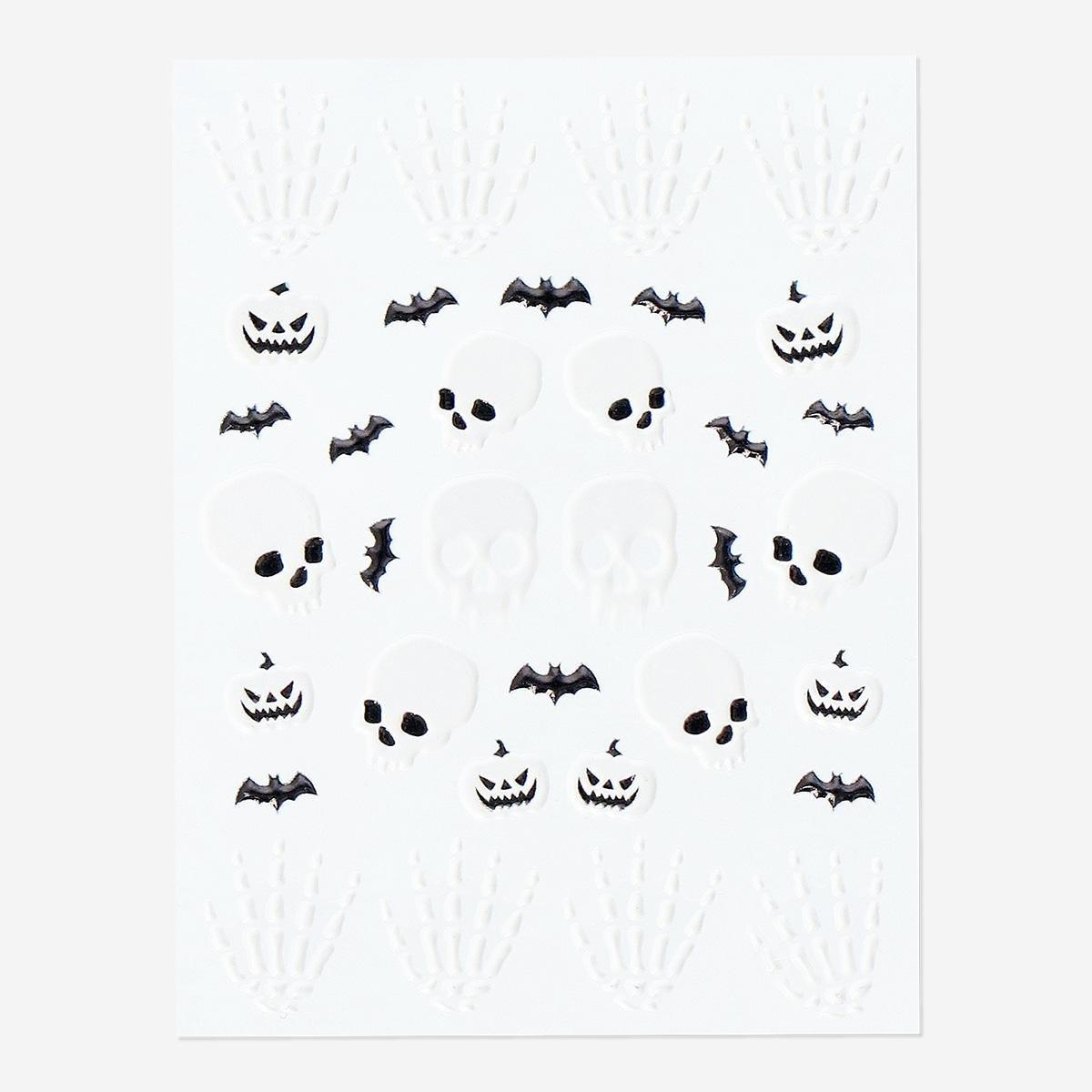 White Embossed Halloween Nail Stickers