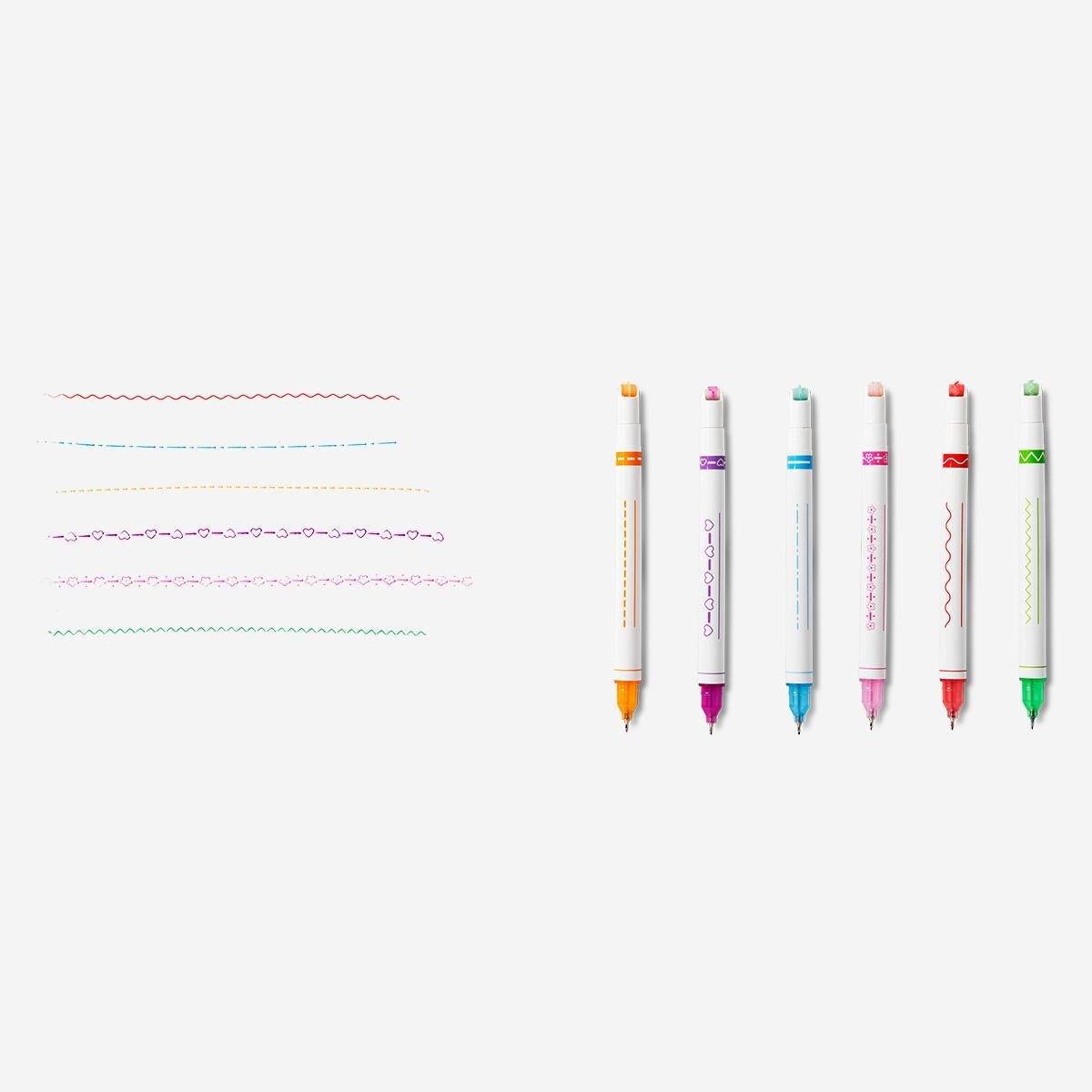 Multicolour 2-in-1 fine liners. 6 pcs