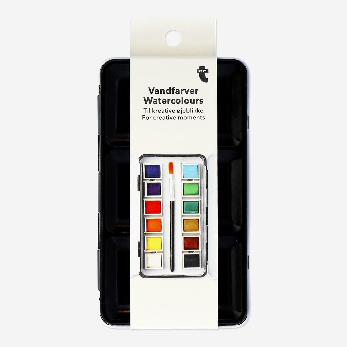 Multicolour Watercolours In Metal Box, 12 Pcs